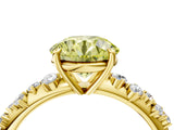 Yellow gold Fancy Yellow Round Cut Diamond Cluster Side Stone Solitaire Ring with Prong Setting_33