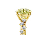 Yellow gold Fancy Yellow Round Cut Diamond Cluster Side Stone Solitaire Ring with Prong Setting_34