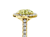 Yellow gold Fancy Yellow Round Cut Diamond Cushion Halo Ring with Pavé Band_5