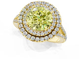 Yellow gold Fancy Yellow Round Cut Diamond Double Halo Ring with Pavé Band and Prong Setting_17