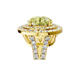 Yellow gold Fancy Yellow Round Cut Diamond Double Halo Ring with Pavé Band and Prong Setting_21