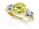 Yellow gold Fancy Yellow Round Cut Diamond Engagement Ring with Baguette Side Stones and Channel Set Band_18
