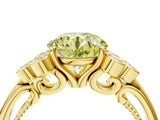 Yellow gold Fancy Yellow Round  Cut Diamond Engagement Ring with Bezel Set Round Side Stones and Prong Setting_32