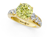 Yellow gold Fancy Yellow Round  Cut Diamond Engagement Ring with Pavé Band and Four-Prong Setting_4