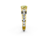 Yellow gold Fancy Yellow Round  Cut Diamond Engagement Ring with Pavé Band and Four-Prong Setting_5