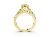 Yellow gold Fancy Yellow Round  Cut Diamond Engagement Ring with Pavé Band and Four-Prong Setting_6