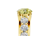 Yellow gold Fancy Yellow Round  Cut Diamond Engagement Ring with Pavé Band and Four-Prong Setting_8