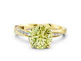 Yellow gold Fancy Yellow Round Cut Diamond Engagement Ring with Side Stone Accents and Four-Prong Setting_12