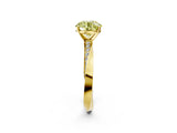 Yellow gold Fancy Yellow Round Cut Diamond Engagement Ring with Side Stone Accents and Four-Prong Setting_14