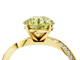Yellow gold Fancy Yellow Round Cut Diamond Engagement Ring with Side Stone Accents and Four-Prong Setting_16