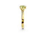 Yellow gold Fancy Yellow Round Cut Diamond Engagement Ring with Side Stone Accents and Four-Prong Setting_62