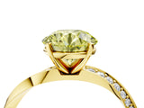 Yellow gold Fancy Yellow Round Cut Diamond Engagement Ring with Side Stone Accents and Four-Prong Setting_64