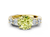 Yellow gold Fancy Yellow Round  Cut Diamond Five-Stone Prong Set White Gold Ring_28