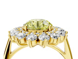Yellow gold Fancy Yellow Round Cut Diamond Floral Double Halo Engagement Ring with Prong Setting_28