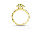 Yellow gold Fancy Yellow Round  Cut Diamond Floral Halo Engagement Ring with Pavé Band and Prong Setting_20