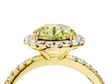 Yellow gold Fancy Yellow Round  Cut Diamond Floral Halo Engagement Ring with Pavé Band and Prong Setting_21