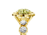 Yellow gold Fancy Yellow Round  Cut Diamond Floral Halo Engagement Ring with Shared Prong Setting 5