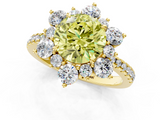 Yellow gold Fancy Yellow Round  Cut Diamond Floral Halo Pave Band with Prong Setting_1
