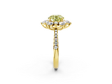Yellow gold Fancy Yellow Round  Cut Diamond Floral Halo Pave Band with Prong Setting_2
