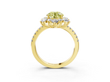 Yellow gold Fancy Yellow Round  Cut Diamond Floral Halo Pave Band with Prong Setting_3