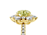 Yellow gold Fancy Yellow Round  Cut Diamond Floral Halo Pave Band with Prong Setting_5