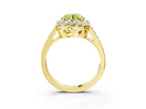 Yellow gold Fancy Yellow Round Cut Diamond Floral Halo Ring with Pavé Band and Prong Setting_6