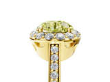 Yellow gold Fancy Yellow Round Cut Diamond Floral Halo Ring with Pavé Band and Prong Setting_8