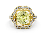 Yellow gold Fancy Yellow Round Cut Diamond Floral Halo Split Shank Prong Setting Ring_12