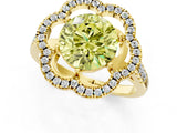 Yellow gold Fancy Yellow Round Cut Diamond Floral Halo Split Shank Prong Setting Ring_13