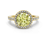 Yellow gold Fancy Yellow Round Cut Diamond Halo Engagement Ring with Pavé Band and Prong Setting_27