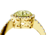 Yellow gold Fancy Yellow Round Cut Diamond Halo Engagement Ring with Pavé Band and Prong Setting_31