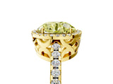 Yellow gold Fancy Yellow Round Cut Diamond Halo Engagement Ring with Pavé Band and Prong Setting_32