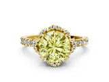 Yellow gold Fancy Yellow Round Cut Diamond Halo Pave Band with Four-Prong Setting_3