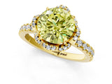 Yellow gold Fancy Yellow Round Cut Diamond Halo Pave Band with Four-Prong Setting_4