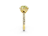 Yellow gold Fancy Yellow Round Cut Diamond Halo Pave Band with Four-Prong Setting_5
