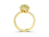 Yellow gold Fancy Yellow Round Cut Diamond Halo Pave Band with Four-Prong Setting_6