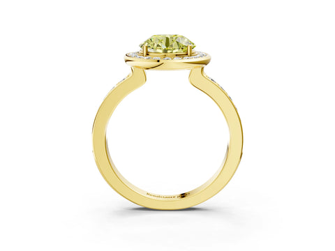 Yellow gold Fancy Yellow Round Cut Diamond Halo Ring with Bezel Frame and Pavé Band_3