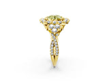 Yellow gold Fancy Yellow Round Cut Diamond Halo Ring with Pavé Band and Four-Prong Setting_22