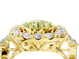 Yellow gold Fancy Yellow Round Cut Diamond Halo Ring with Pavé Band and Four-Prong Setting_24