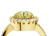 Yellow gold Fancy Yellow Round Cut Diamond Halo Ring with Pavé Band and Prong Setting_4