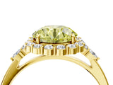 Yellow gold Fancy Yellow Round Cut Diamond Halo Ring with Pear Side Stones and Prong Setting_26