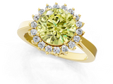 Yellow gold Fancy Yellow Round  Cut Diamond Halo Ring with Round Brilliant Halo and Solitaire Band_1