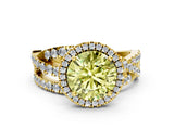 Yellow gold Fancy Yellow Round Cut Diamond Halo Ring with Round Split Shank and Prong Setting_36