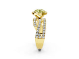 Yellow gold Fancy Yellow Round Cut Diamond Halo Ring with Round Split Shank and Prong Setting_38