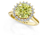 Yellow gold Fancy Yellow Round  Cut Diamond Halo Ring with Solitaire Band and Prong Setting_30