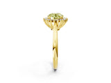 Yellow gold Fancy Yellow Round  Cut Diamond Halo Ring with Solitaire Band and Prong Setting_31