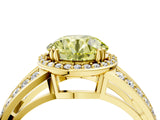 Yellow gold Fancy Yellow Round Cut Diamond Halo Ring with Split Shank Pavé Band and Four-Prong Setting_4