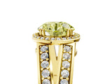 Yellow gold Fancy Yellow Round Cut Diamond Halo Ring with Split Shank Pavé Band and Four-Prong Setting_5
