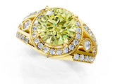 Yellow gold Fancy Yellow Round Cut Diamond Halo Ring with Split Shank and Bezel Accents and Four-Prong Setting_1
