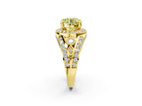 Yellow gold Fancy Yellow Round Cut Diamond Halo Ring with Split Shank and Bezel Accents and Four-Prong Setting_2